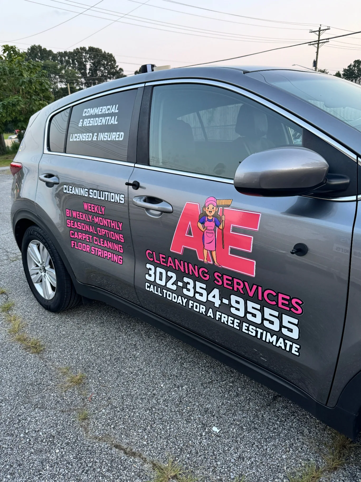 Vehicle branding and graphics for AE Cleaning Services in Delaware