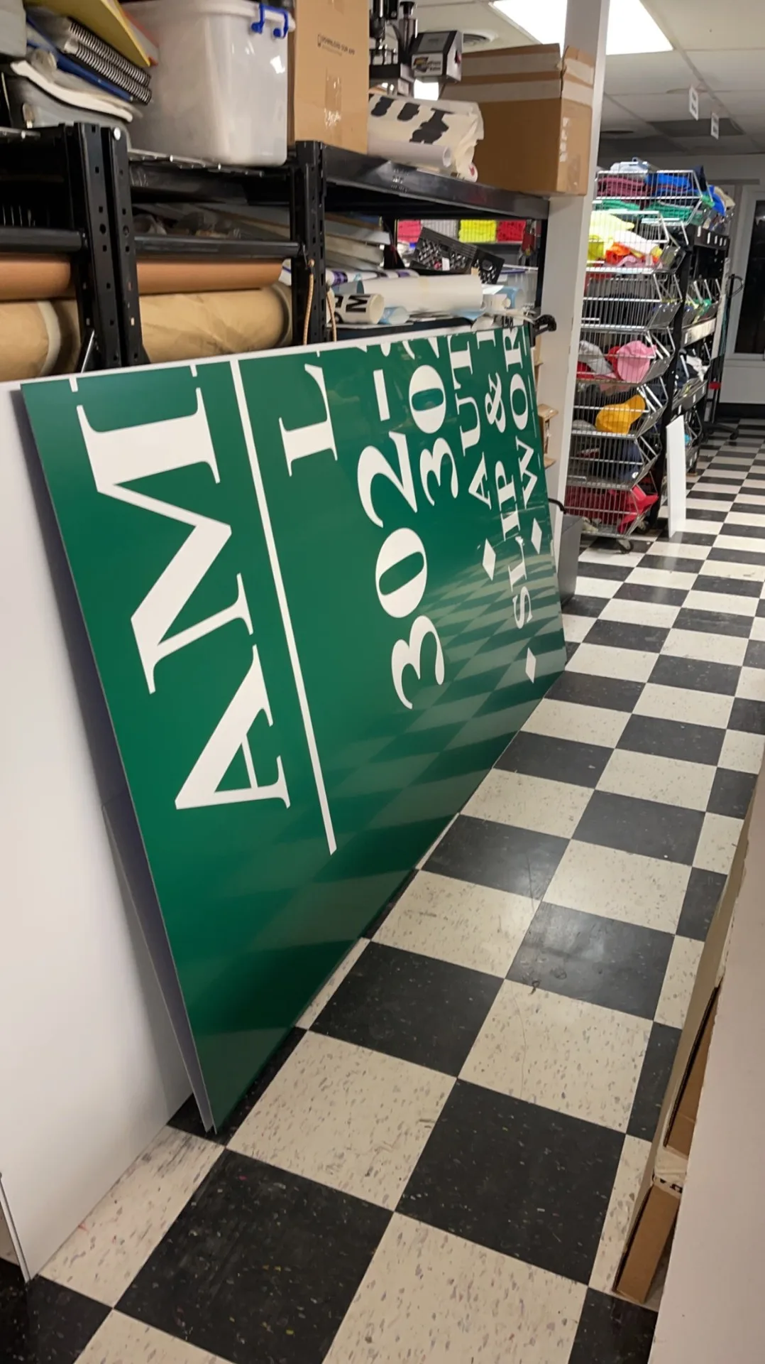 Custom shop sign panel production for AMI in Delaware