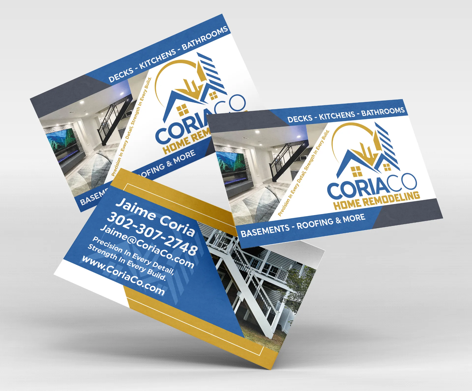 Premium business cards designed and printed for Coria Co. in Delaware
