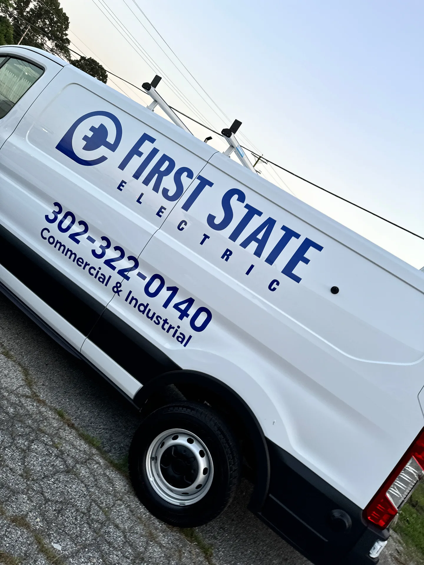 Van lettering for First State Electric contractor in Delaware