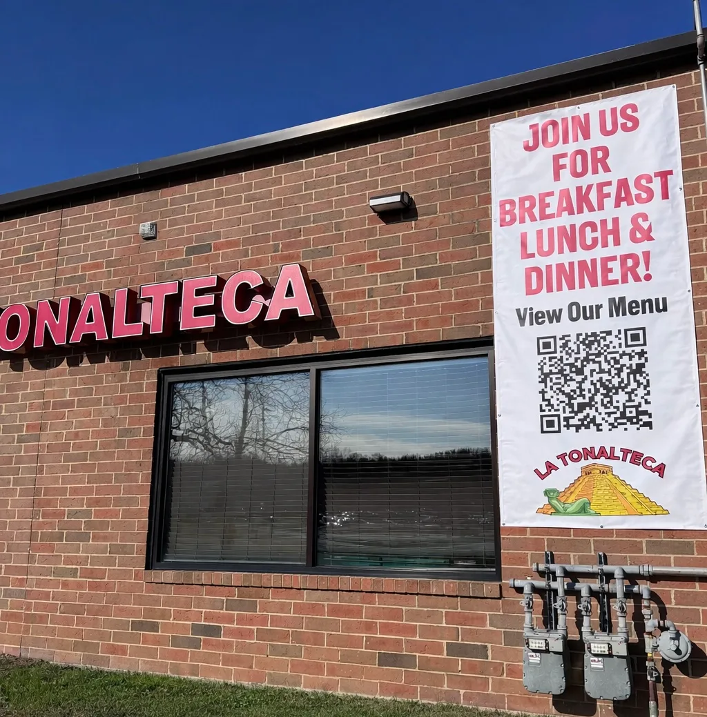 Interior menu wall banner for La Tonalteca restaurant in Wilmington, DE