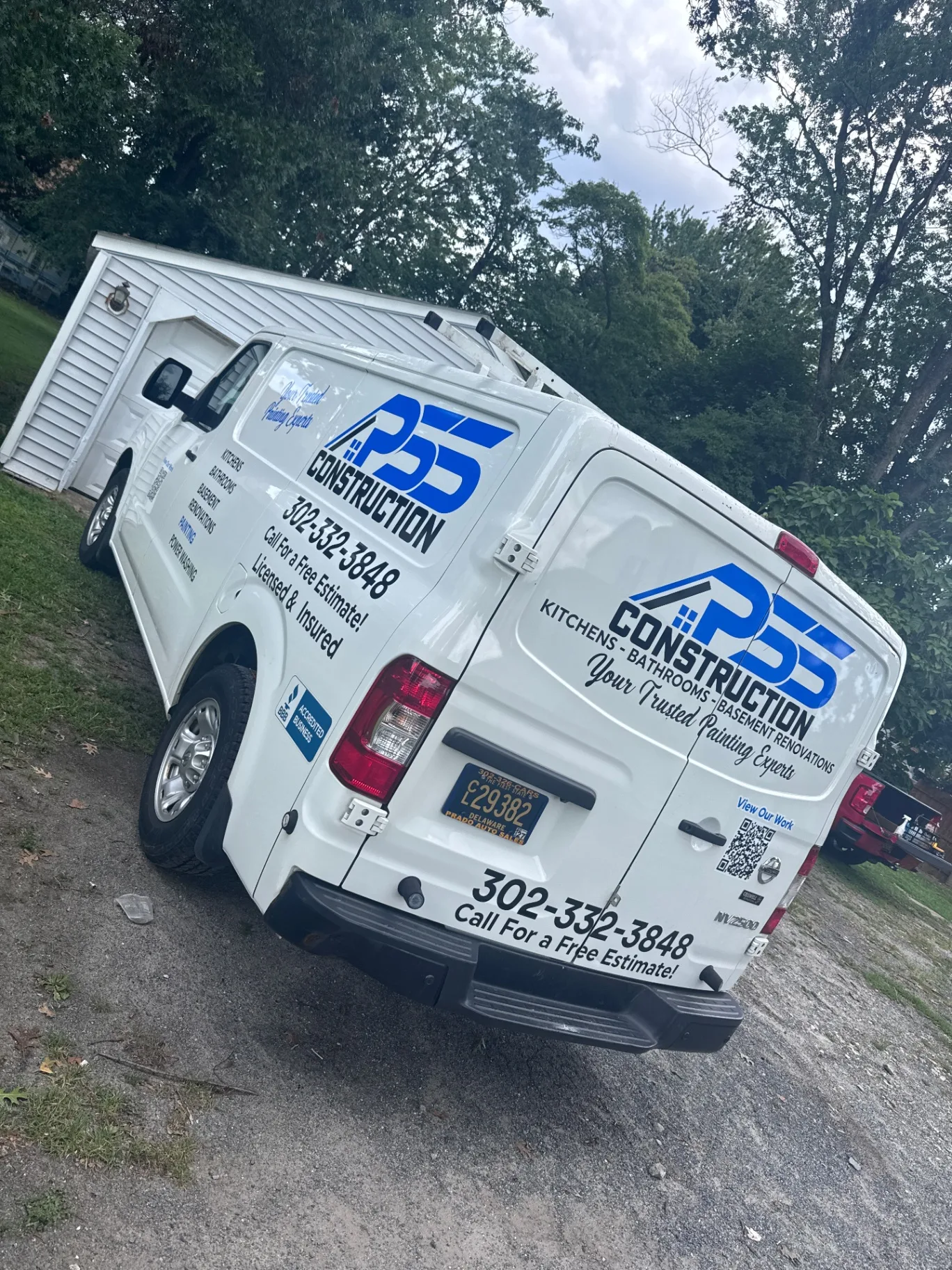Construction company van graphics and branding for P55 in Delaware
